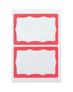 Advantus Color Border Adhesive Name Badges, AVT97189, 2 5/8in x 3 3/4in, Rectangle,White/Red, Box Of 100