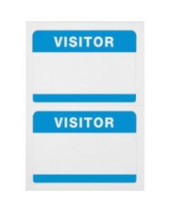 Advantus Self-Adhesive Visitor Badges, Rectangle, 2-1/4in x 3-1/2in, White/Blue, Box of 100