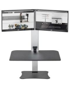 Victor High Rise DC450 Electric Dual Monitor Standing Desk Riser, Black/Silver