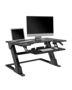 Realspace Standing Desk Riser With Keyboard Tray, 19-5/16inH x 35-7/16in x 20-1/2in, Black