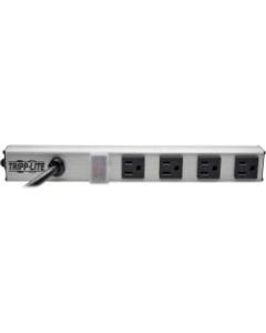 Tripp Lite 4-Outlet Power Strip NEMA 5-15R 5-15P 10ft Cord 12 inches Metal - NEMA 5-15P - 4 x NEMA 5-15R - 10 ft Cord - 15 A Current - 120 V AC Voltage - Gray, Black