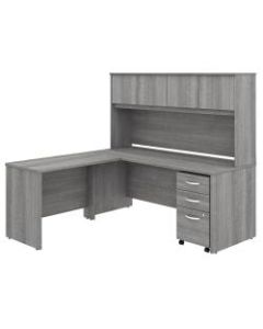 Bush Business Furniture Studio C 72inW x 30inD L-Shaped Desk With Hutch, Mobile File Cabinet And 42inW Return, Platinum Gray, Premium Installation