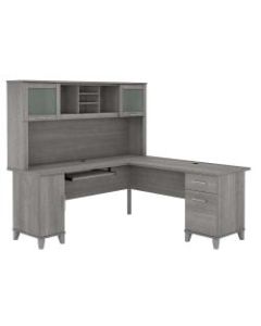Bush Furniture Somerset 72inW L-Shaped Desk With Hutch, Platinum Gray, Standard Delivery
