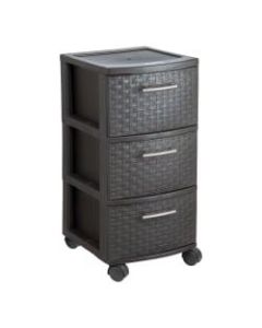 Inval Poly 3-Drawer Rolling Storage Cart, 26in x 12 5/8in x 15in, Espresso
