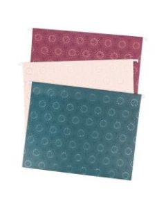 U Brands Hanging File Folders, Letter Size, 8-1/2in x 11in, Fleuri Jewel Tones, Pack of 12 Folders