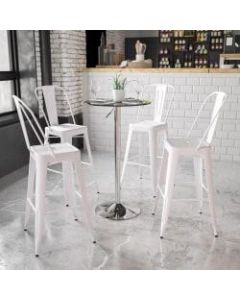 Flash Furniture Round Adjustable-Height Glass Cocktail Table, 41inH x 23-1/2inW x 23-1/2inD, Clear/Chrome