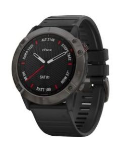 Garmin f&Auml;nix 6X Sapphire GPS Watch - Wrist - Touchscreen - Bluetooth - Wireless LAN - GPS - 1104 Hour - Round - 2.01in - Carbon Gray Case - Black Band - Diamond-like Carbon (DLC)