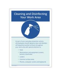 ComplyRight Corona Virus And Health Safety Poster, Employee Clean And Disinfect Your Work Area, English, 10in x 14in
