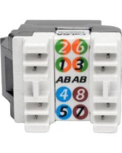 Tripp Lite Cat6a 110-Style Punchdown RJ45 Keystone Jack, White, TAA - Modular insert - RJ-45 - gray, white - TAA Compliant
