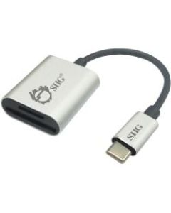 SIIG USB-C 2-in-1 Card Reader for SD & Micro SD - Silver - 2-in-1 - SD, SDHC, SDXC, TransFlash, microSD, microSDHC, microSDXC, MultiMediaCard (MMC) - USB 3.0 Type CExternal