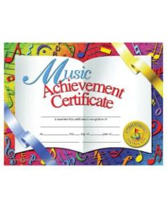 Hayes Music Achievement Certificates, 8 1/2in x 11in, Multicolor, 30 Certificates Per Pack, Bundle Of 6 Packs