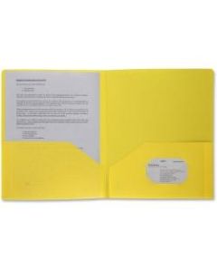 Business Source 2-pocket Poly Portfolio - Letter - 8 1/2in x 11in Sheet Size - 30 Sheet Capacity - 2 Pocket(s) - Poly - Yellow - 1 Each