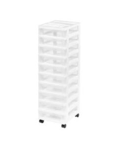 Iris Rolling Plastic 10-Drawer Storage Cart, 42 1/4in x 12 1/16in x 14 1/4in, White