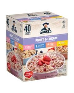 Quaker Oats Instant Oatmeal Fruit & Cream Variety Pack, 1.05-Oz Packets, Pack Of 40 Packets