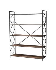 Baxton Studio 65inH 5-Shelf Bookcase, Natural Oak/Black