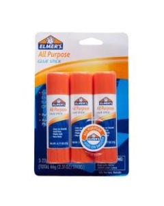 Elmers Office Strength Glue Sticks, All Purpose, 0.77 Oz., Clear, Pack Of 3
