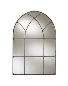 Baxton Studio Arched Window Accent Wall Mirror, 47-1/16in x 31-7/8in, Antique Silver