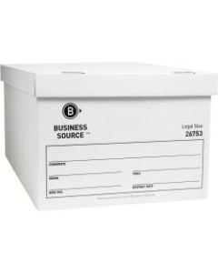 Business Source Light-Duty Storage Boxes With Lift-Off Lids, Legal Size, 15in x 24in x 10in, White, Box Of 12