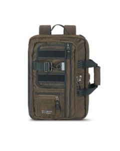 Solo Zone Hybrid Briefcase With 15.6in Laptop Pocket, 12inH x 17inW x 3inD, Khaki