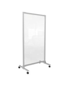 Ghent Plastic Mobile Room Divider With Cutout, 74in x 38in, Clear