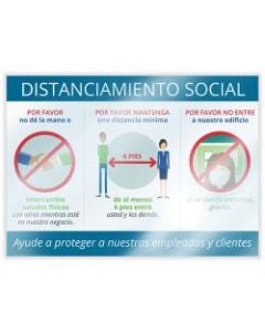 ComplyRight Social Distancing Window Cling, Spanish, 14in x 10in