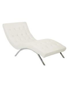 Office Star Avenue Six Blake Tufted Chaise, White/Chrome