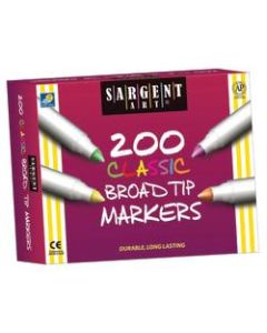 Sargent Art Classic Broad Tip Markers, White Barrels, Assorted Ink Colors, Box Of 200 Markers