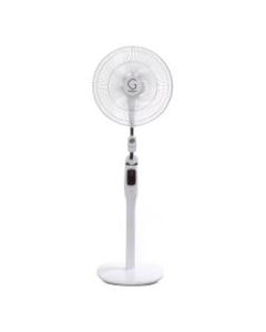 Genesis High Velocity 16in DC Stand Fan With Super Silent Technology And Remote, White
