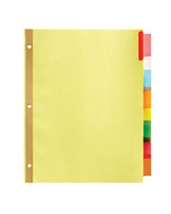 Office Depot Brand Insertable Dividers With Big Tabs, Buff, Assorted Colors, 8-Tab, Pack Of 4 Sets