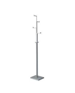 Adesso Leon Coat Rack, 70inH x 12inW x 10inD, Brushed Steel/Chrome