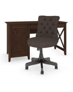 Bush Furniture Key West 54inW Computer Desk With Mid-Back Tufted Office Chair, Bing Cherry, Standard Delivery