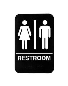 Alpine Unisex Restroom Sign, 9in x 6in, Black/White