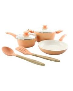 Gibson Home 7-Piece Plaza Cafe Cookware Set, Coral