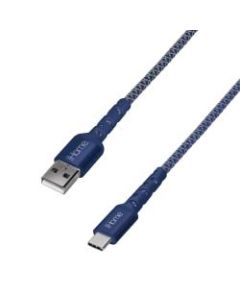 iHome Nylon-Braided USB-A To USB-C Cable With Durstrain, 6ft, Blue