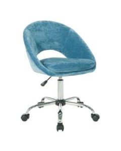Office Star Milo Velvet Mid-Back Office Chair, Royal/Chrome