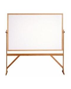Ghent 2-Sided Dry-Erase Whiteboard, 78 1/8in x 77 1/4in, Wood Frame With Brown Finish