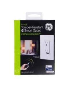 GE Z-Wave Plus In-Wall Tamper-Resistant Smart Outlet, White, 14288