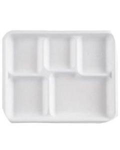 Huhtamaki Heavy-Duty 5-Compartment Disposable Pulp Paper Trays, Breakfast, 10 1/2in x 8 1/2in, Tan, Case Of 500
