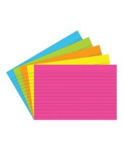 Top Notch Teacher Products Brite Lined Index Cards, 4in x 6in, Assorted Colors, 75 Cards Per Pack, Case Of 6 Packs