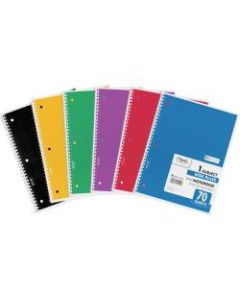 Mead Spiral Bound 1-subject Notebooks - 70 Sheets - Spiral - 8in x 10 1/2in - White Paper - Assorted Cover - Perforated, Hole-punched - 6 / Bundle