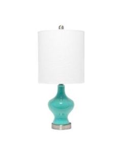 Lalia Home Paseo Table Lamp, 22-1/2inH, White Shade/Teal Base