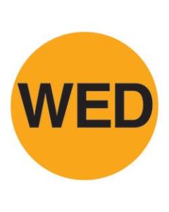 Tape Logic Permanent Inventory Label Roll, DL6522, Weekday-Style, "WED," 2in Diameter, Orange, Roll Of 500
