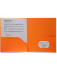 Business Source 2-pocket Poly Portfolio - Letter - 8 1/2in x 11in Sheet Size - 30 Sheet Capacity - 2 Pocket(s) - Poly - Orange - 1 Each