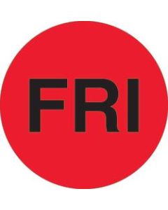 Tape Logic Permanent Inventory Label Roll, DL6542, Weekday-Style, "FRI," 2in Diameter, Red, Roll Of 500