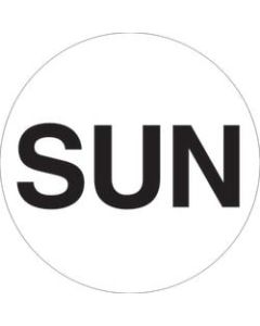 Tape Logic Permanent Inventory Label Roll, DL6562, Weekday-Style, "SUN," 2in Diameter, White, Roll Of 500