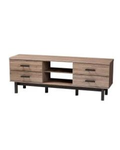 Baxton Studio TV Stand With 4 Drawers And 2 Shelves, 23inH x 63inW x 15-3/4inD, Oak/Black