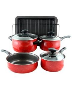Sunbeam Kelfield 9-Piece Cookware Set, Red