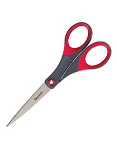 Scotch Precision Scissors, 7in - 7in Overall Length - Left/Right - Stainless Steel - Red, Gray - 1 Each