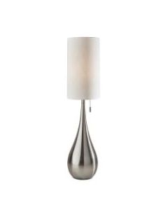 Adesso Christina Table Lamp, 34-1/2inH, White Shade/Brushed Steel Base