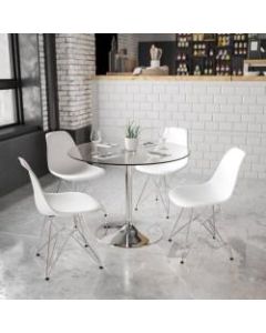 Flash Furniture Round Glass Cocktail Table, 29inH x 39-1/4inW x 39-1/4inD, Clear/Chrome